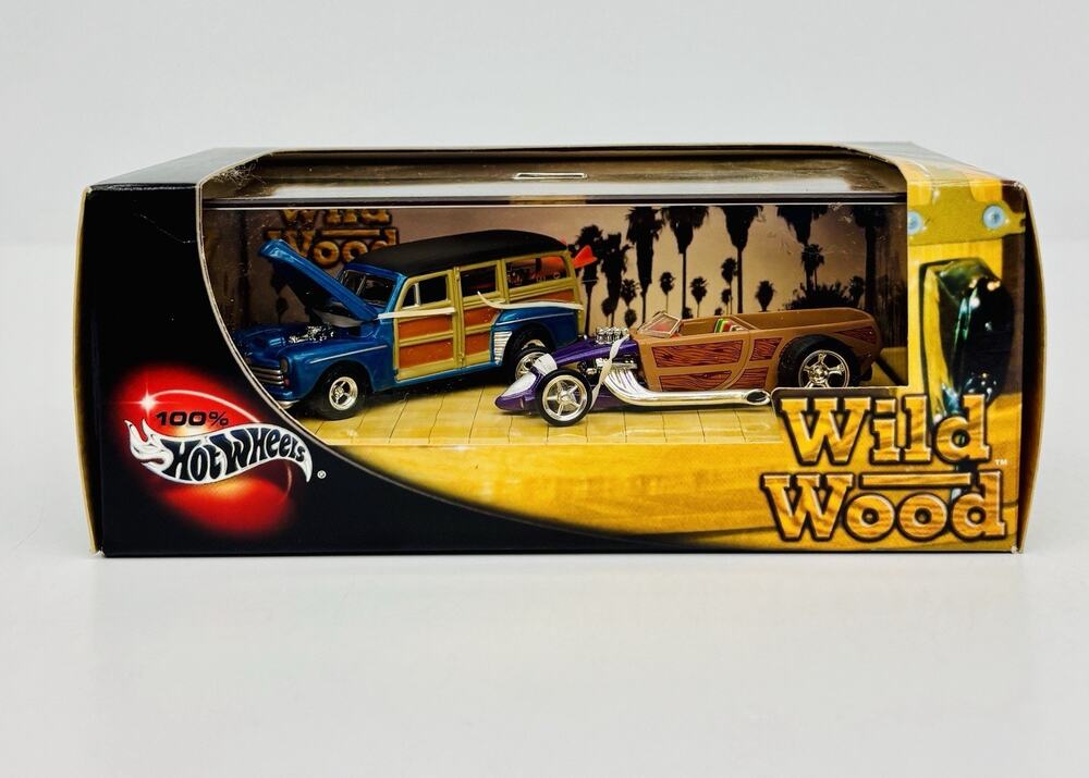 Hot Wheels Wild Wood 1948 Ford & '30s Custom Roadster 2 Car Vehicle Set Sealed